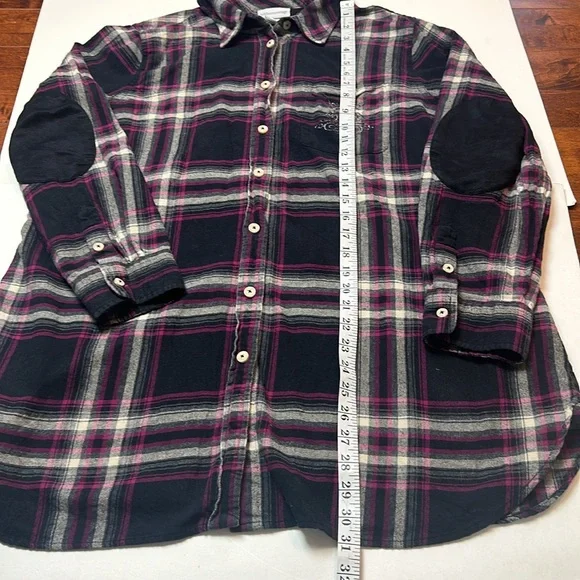 Soft Surroundings Pink Black Plaid Flannel Button Down Tunic Size 1X - Picture 9 of 12